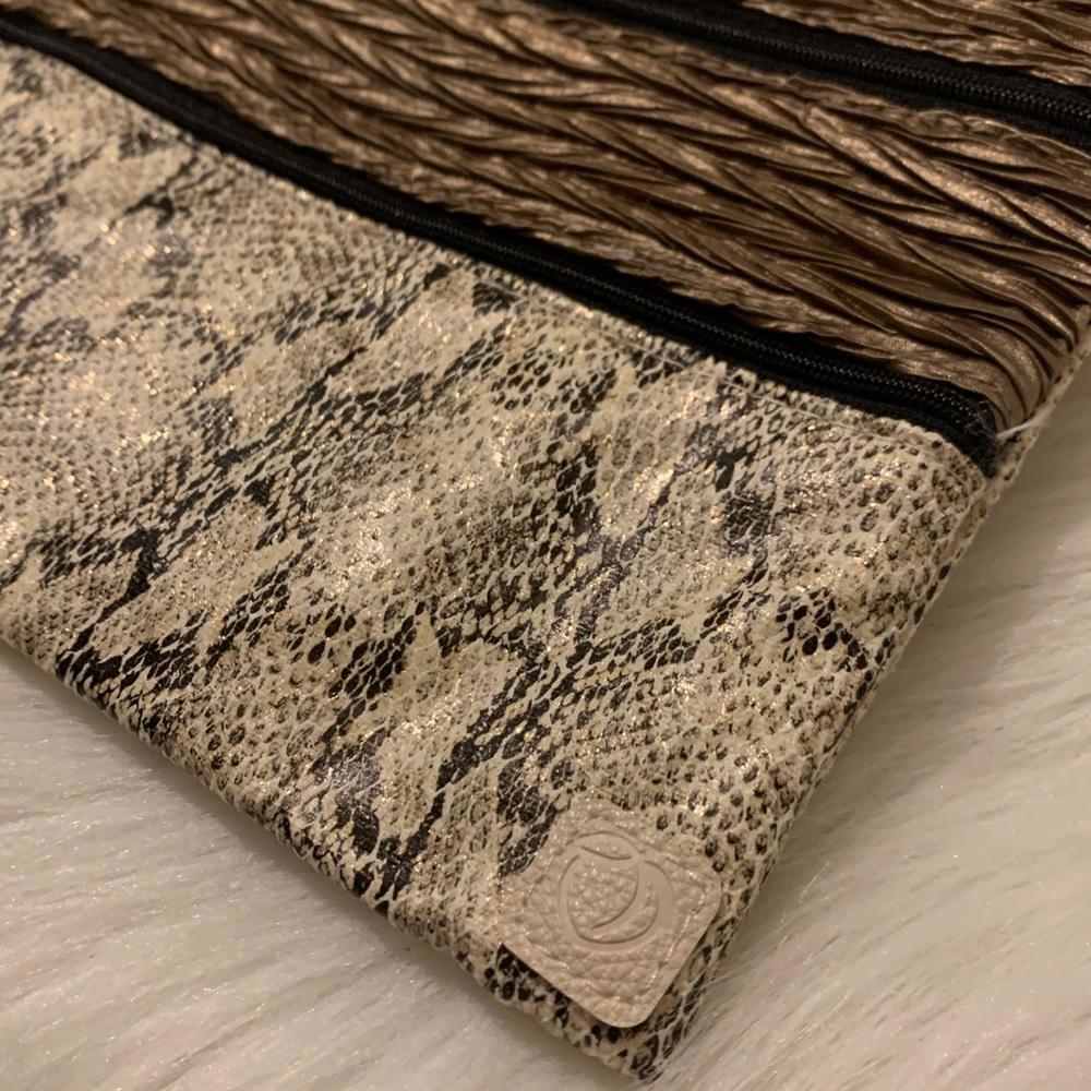 Stylish Peachy Keen Python Print and Textured Zip… - image 2